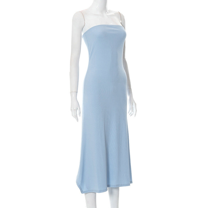 Dame Maxikjole med off-shoulder design og figurskapende passform Skjora