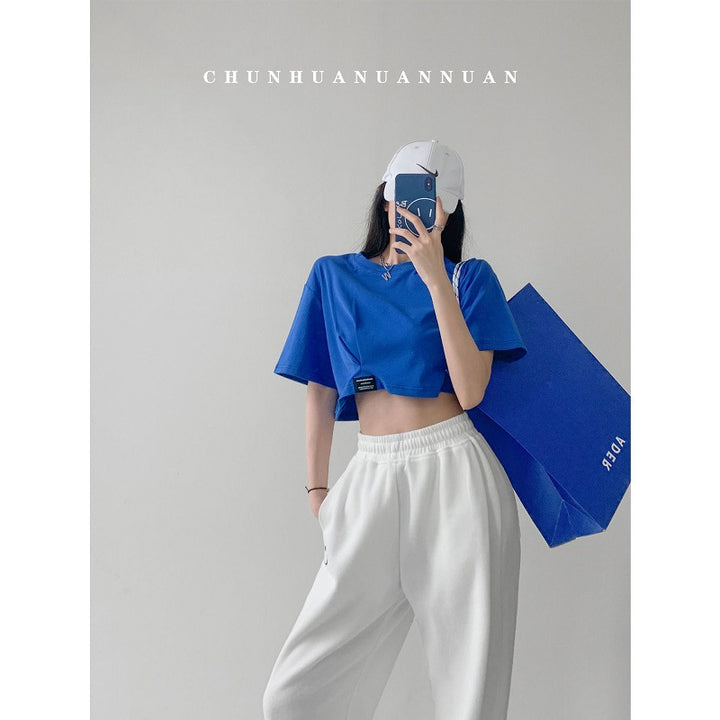 Kvinne cropped fritids topp med casual fasong og elastisk bunn Skjora