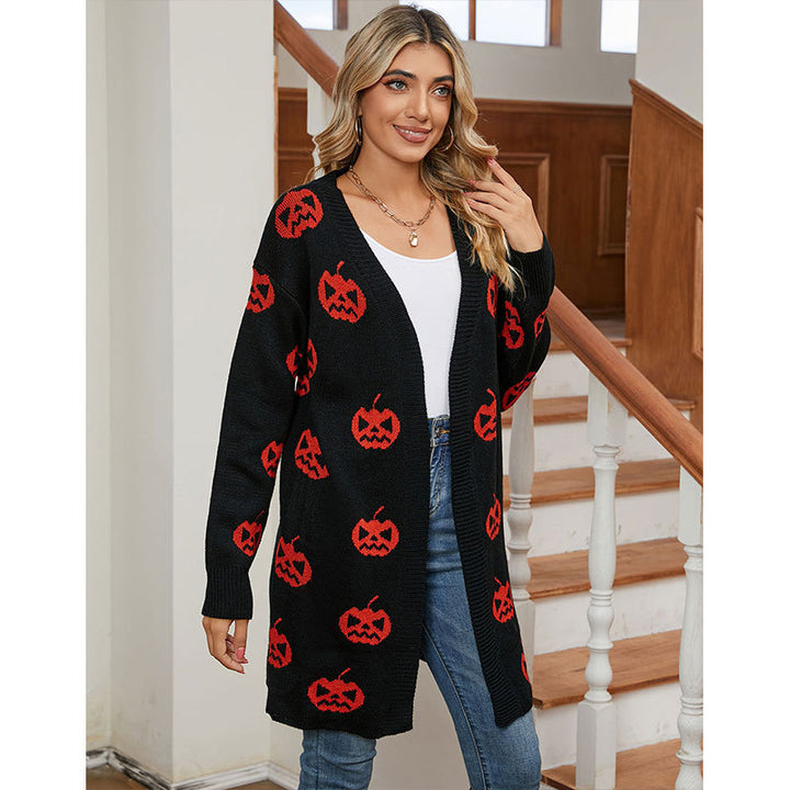 Dames cardigan med Halloween motiv Skjora