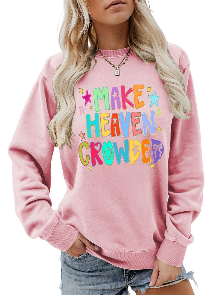 Dame sweatshirt med fargerik design og leken tekst Skjora
