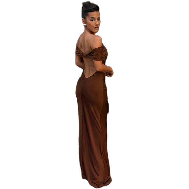 Dame Off-Shoulder Maxikjole Skjora