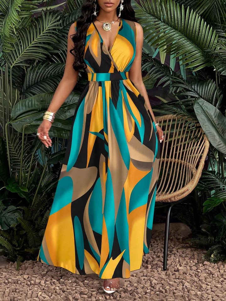 Dame Maxi-kjole med elegant V-hals Skjora