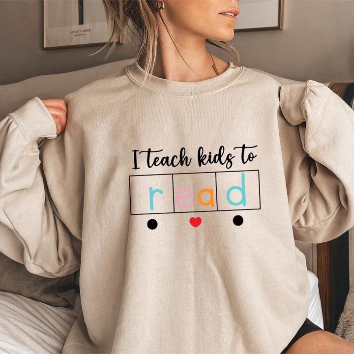 Kvinne sweatshirt med kreativt undervisningsmotiv Skjora