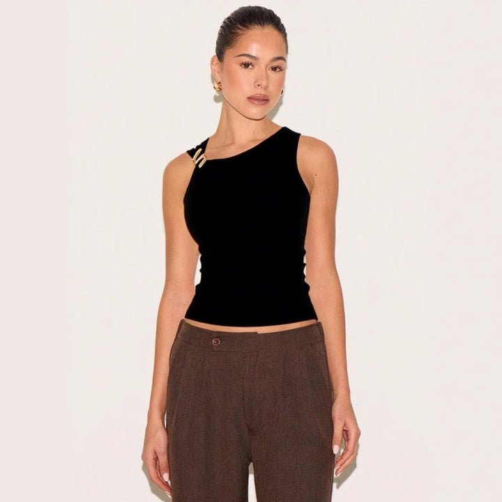 Dame Elegant tank topp med dekorativ knutefunksjon Skjora
