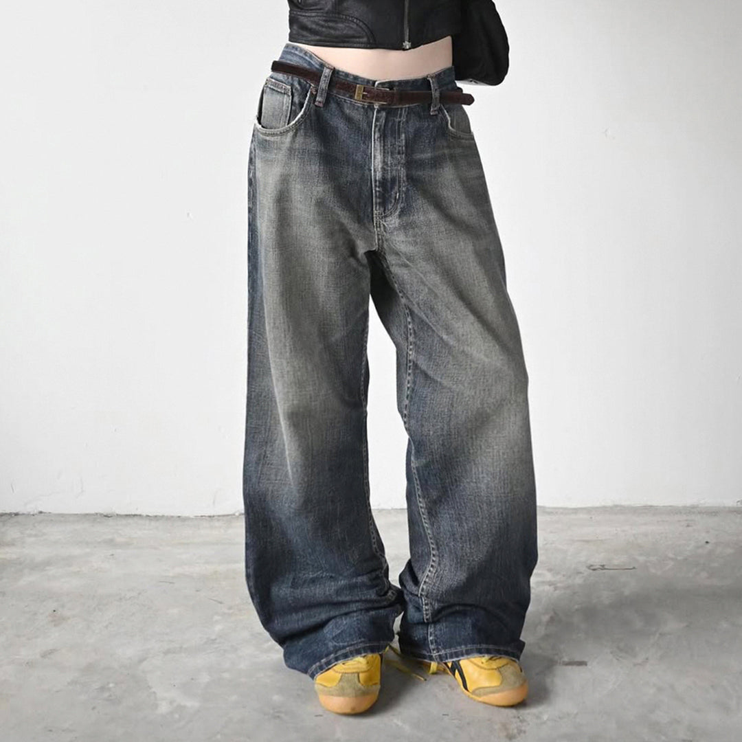 Dame størrelse Denim jeans i avslappet Chino stil med høy midje Skjora