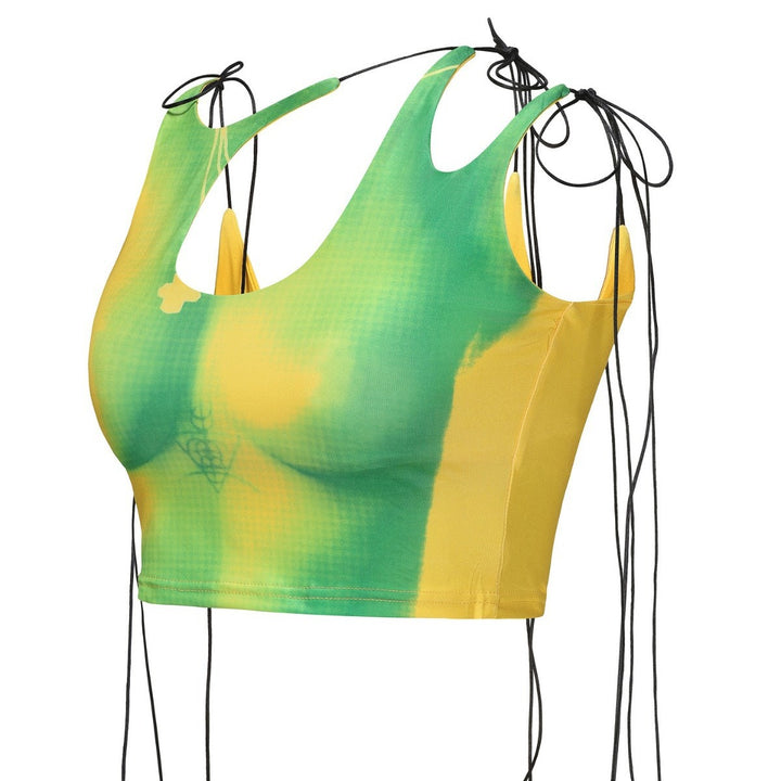 Dame Crop-Top med asymmetrisk utringning og justerbare stropper Skjora