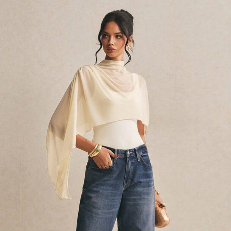 Dame Body med elegant chiffon-overheng Kjole