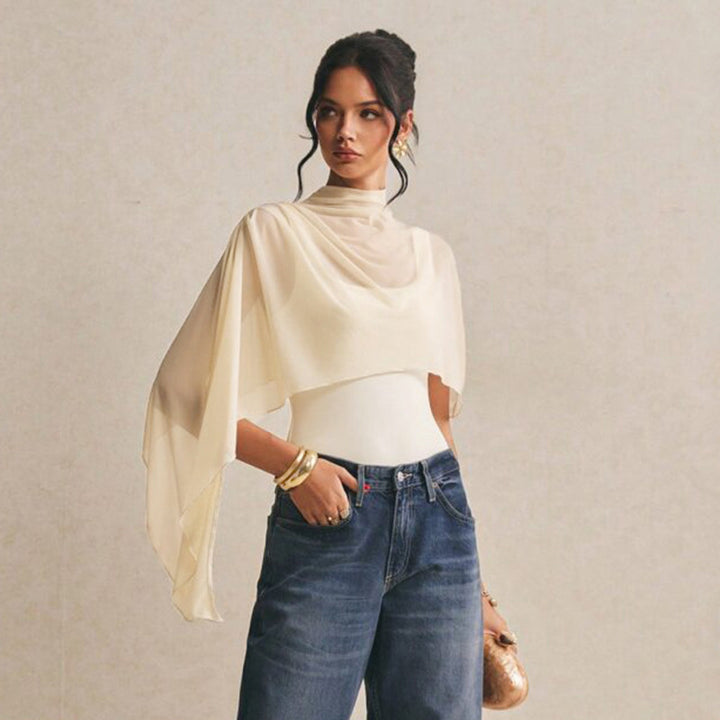 Dame Body med elegant chiffon-overheng Kjole