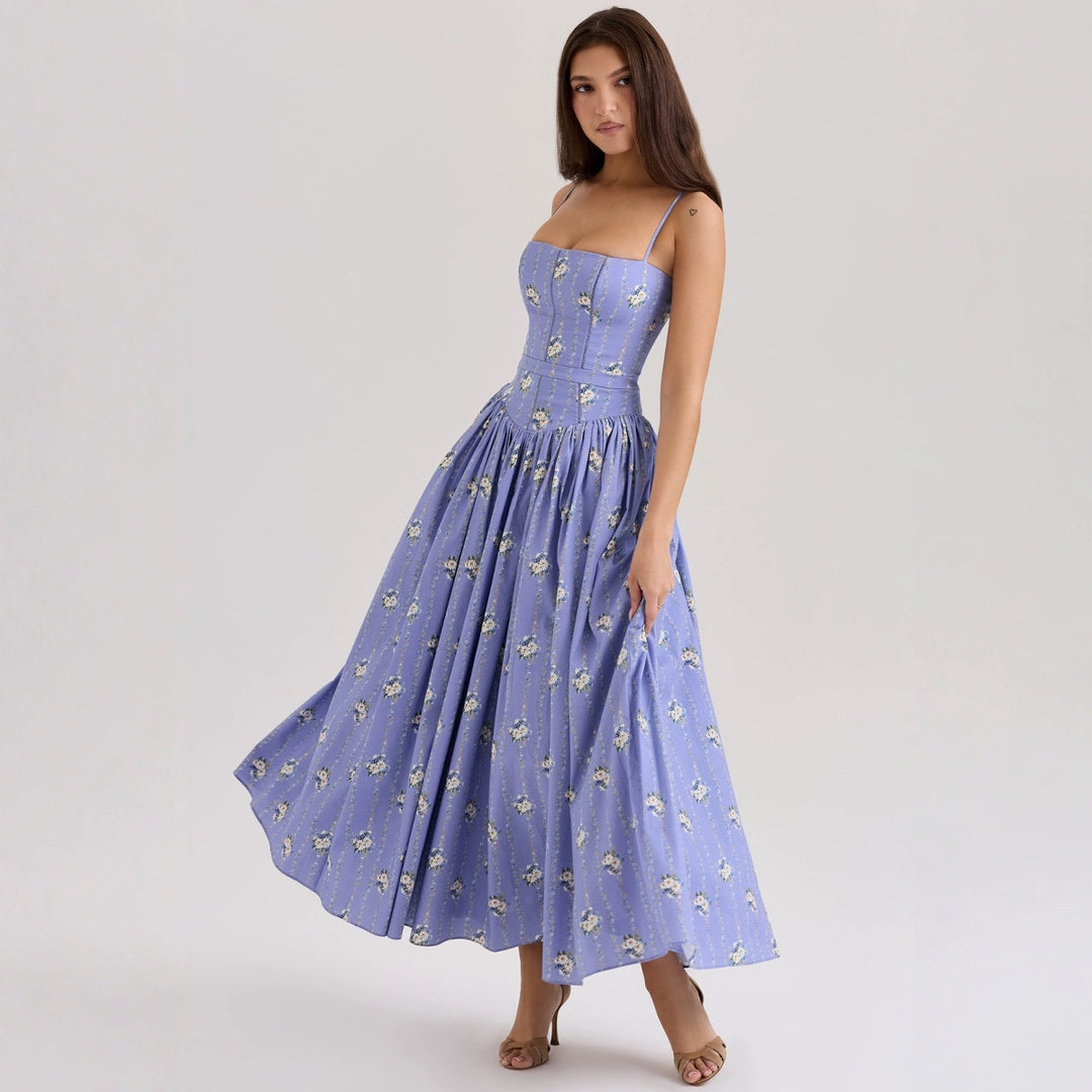 Damer Elegant Maxi Kjole med Blomster Detaljer