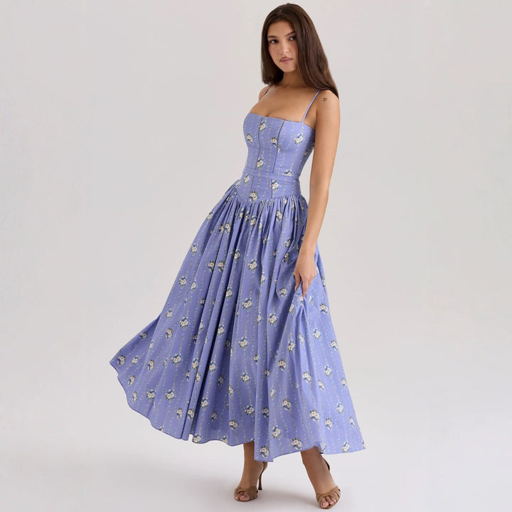 Damer Elegant Maxi Kjole med Blomster Detaljer