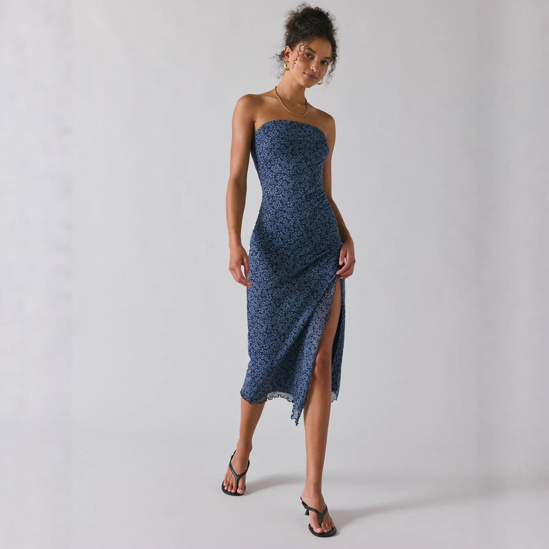 Dame Elegant bandeau-kjole med blomsterdesign og asymmetrisk snitt Skjora