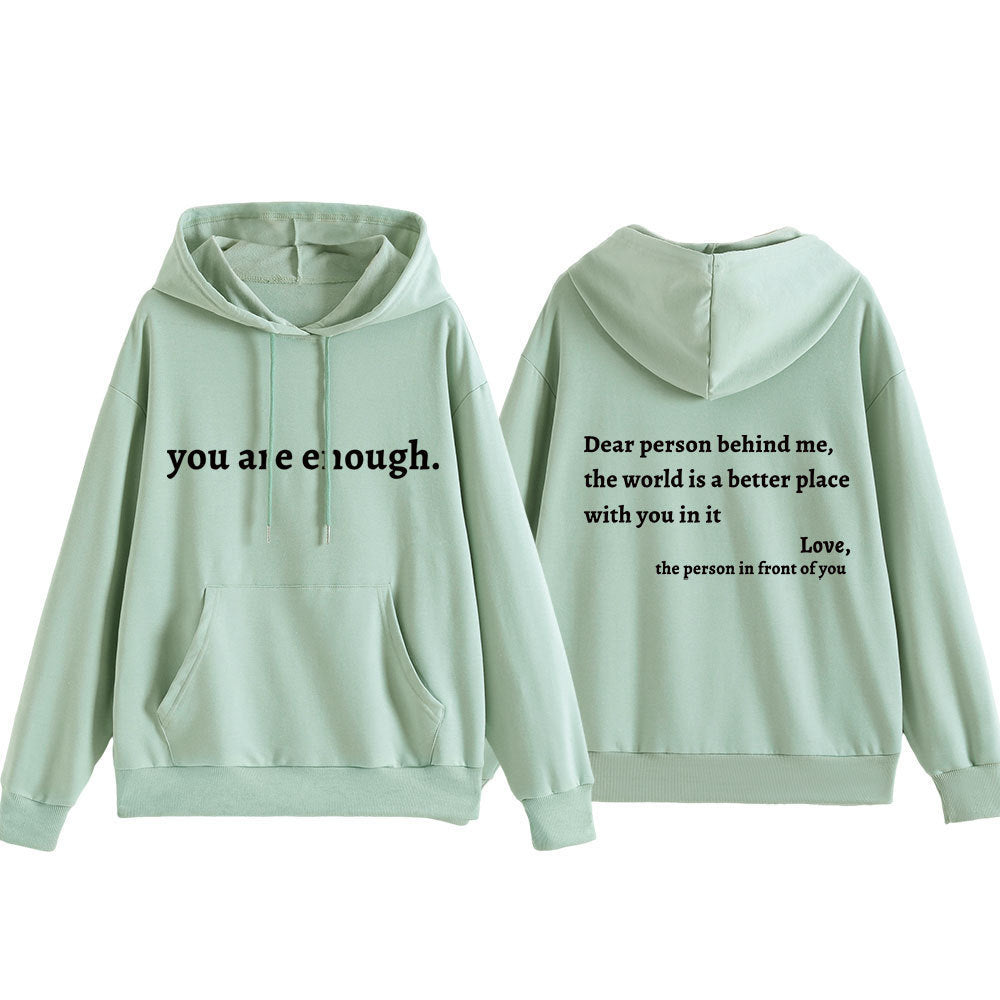Women's hooded sweatshirt with motivational lettering and comfortable fit Skjora