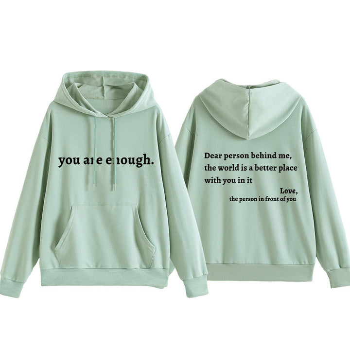 Women's hooded sweatshirt with motivational lettering and comfortable fit Skjora