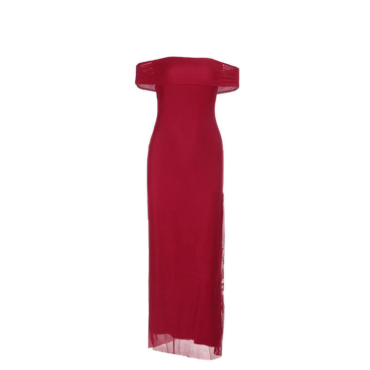 Damer Off-Shoulder Maxi Kjole med Elegant Drapering Skjora