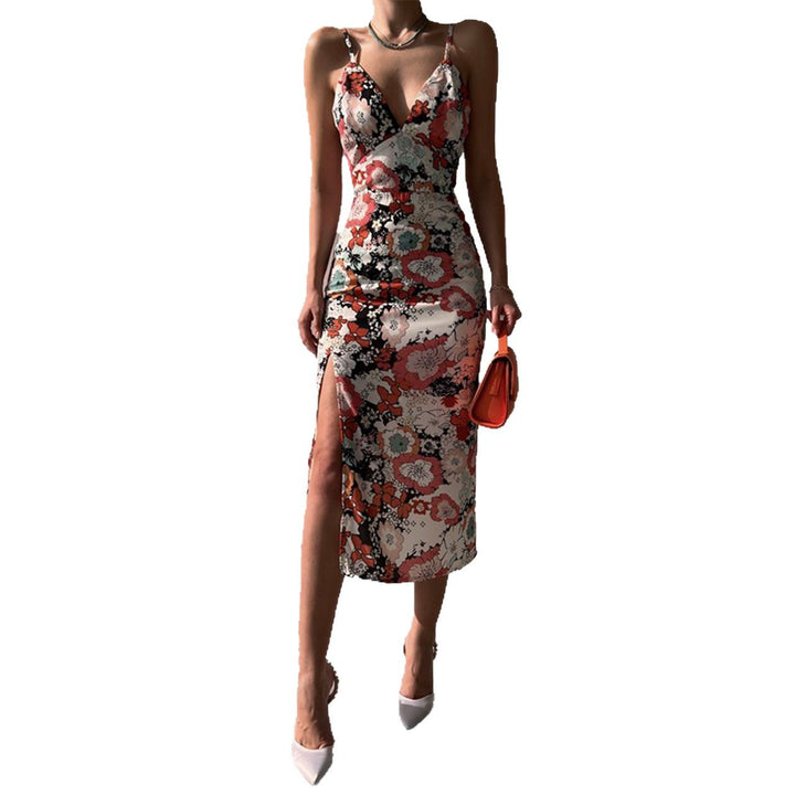 Damer Chic Casual Kjole med Dyp Slipp og Elegant V-Hals