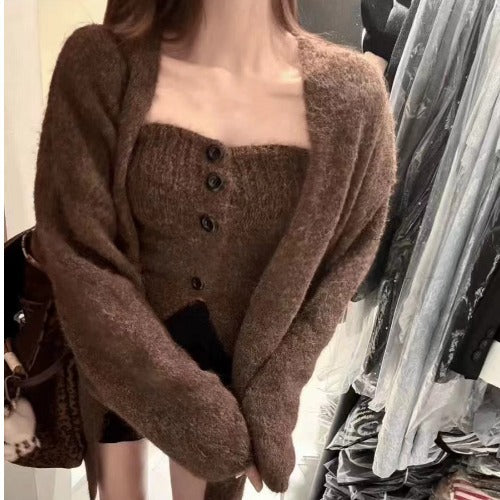 Dame cardigan med knapper og åpne fronter Skjora