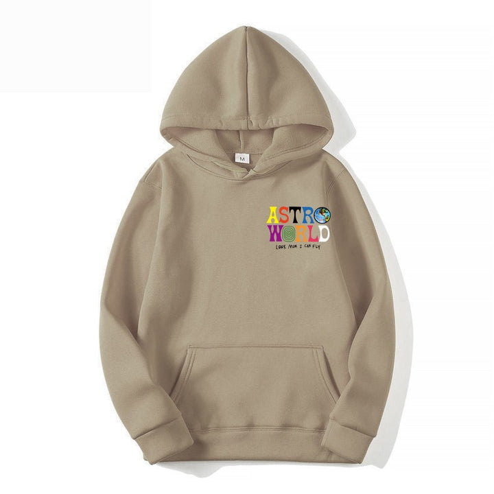 Damegens hoodie med lekent grafisk design og myk innside Skjora