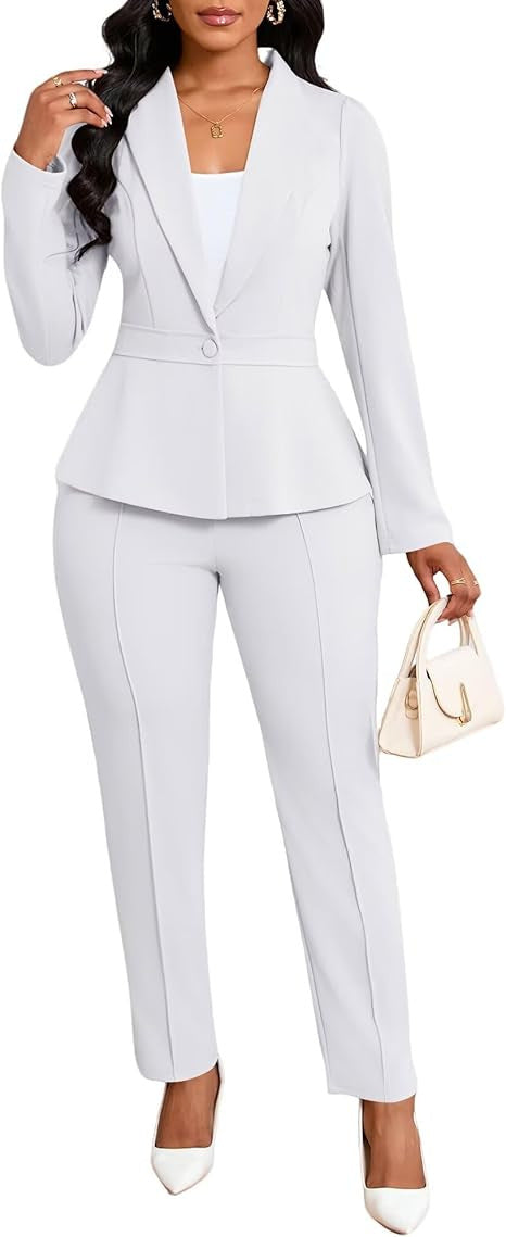 Kvinner elegante peplum blazer og bukse sett Skjora