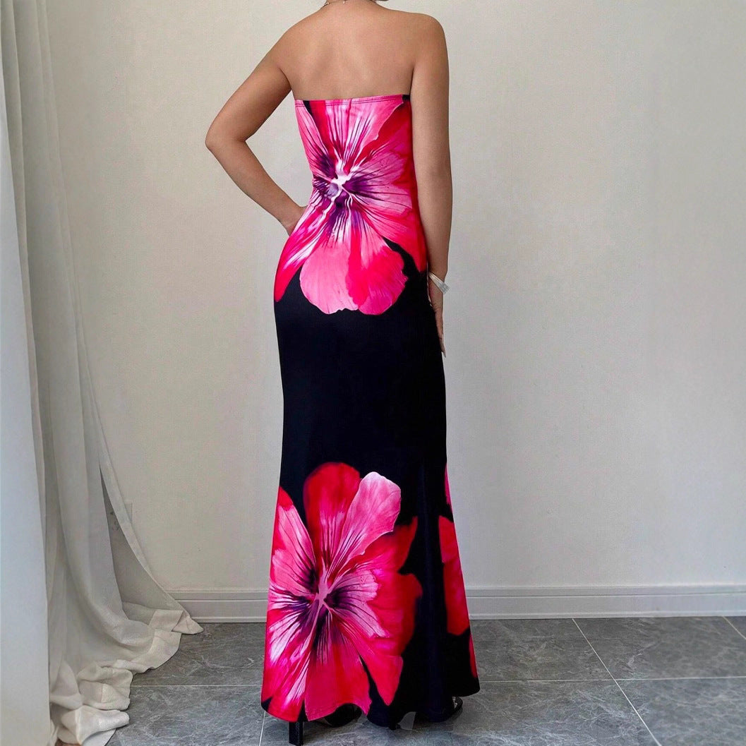 Dame Maxikjole med blomsterdesign Skjora