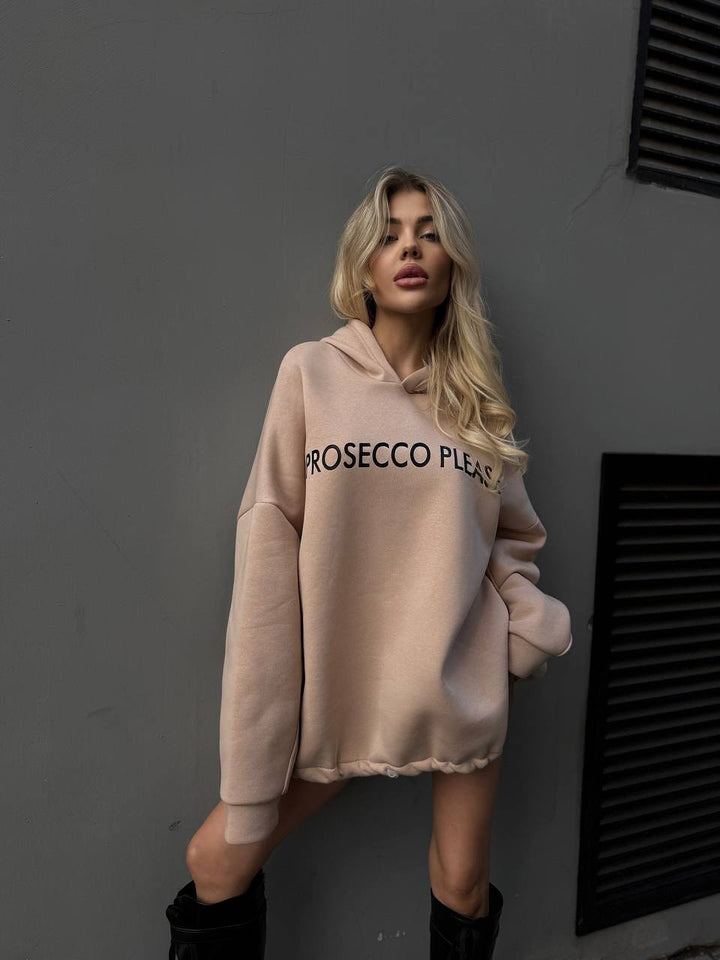 Kvinne oversized hettegenser med justerbar nederkant Skjora