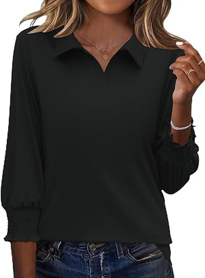 Damer Elegant Polo Shirt med Ruffle Detaljer Skjora