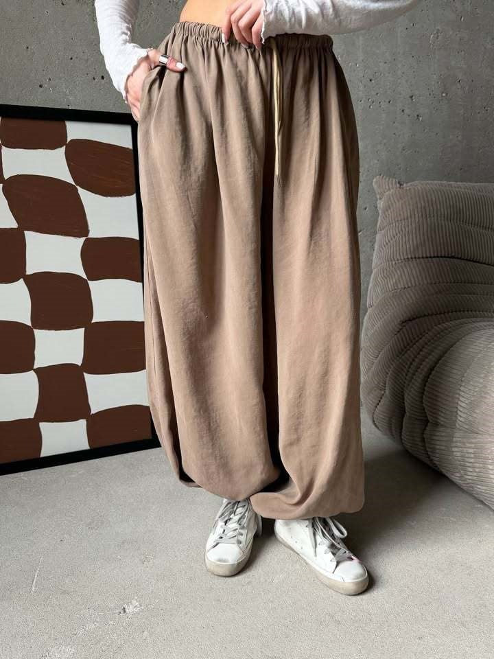 Kvinnelige Casual Palazzo Bukser med Elastisk Midjebånd Skjora