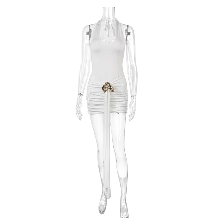 Dame Elegant Cut-Out Minikjole med Vavdeffekt og Glamorøse Detaljer Skjora
