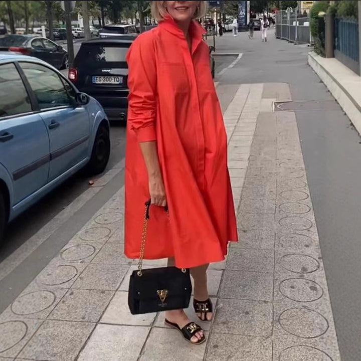 Women's shirt dress in a relaxed A-line shape with practical pockets Skjora