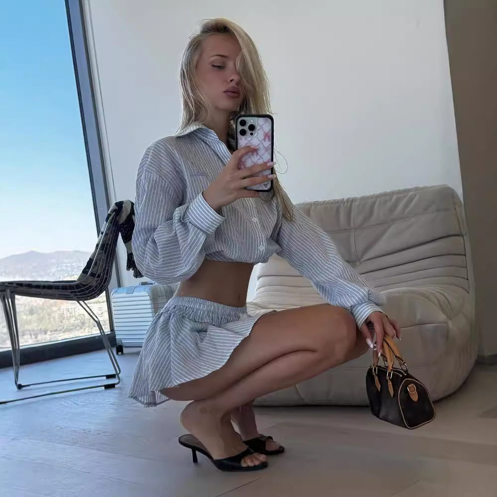 Dame Crop-top og Skjørt Set Skjora