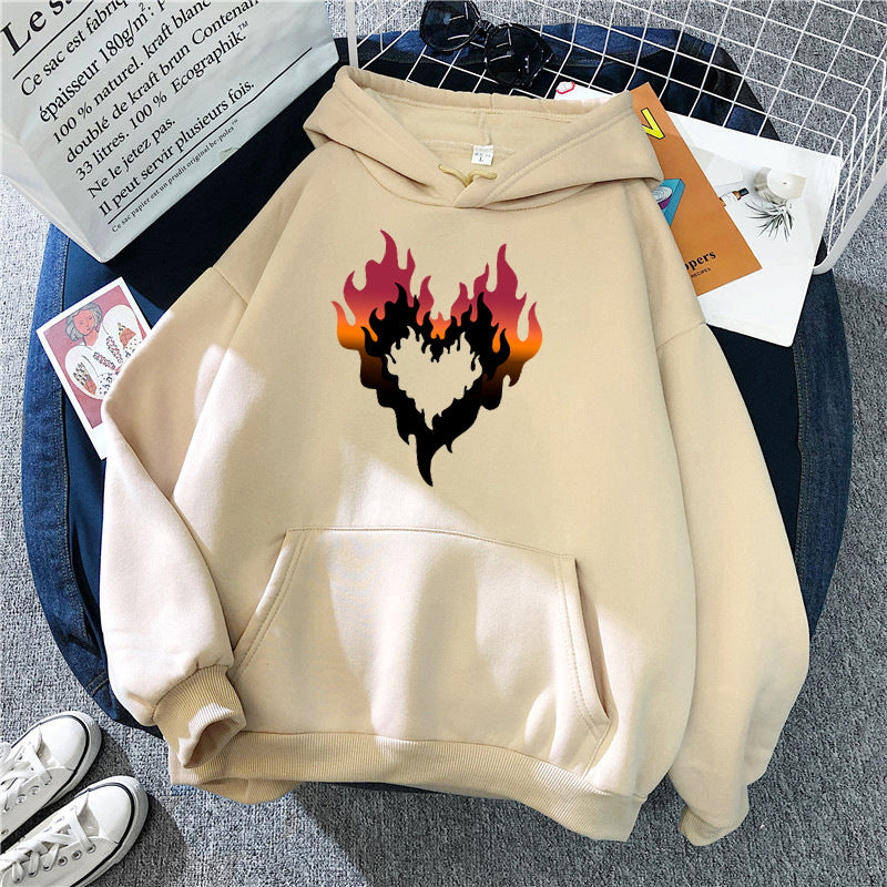 Dame hettegenser med kreativt flammehjerte-design Skjora