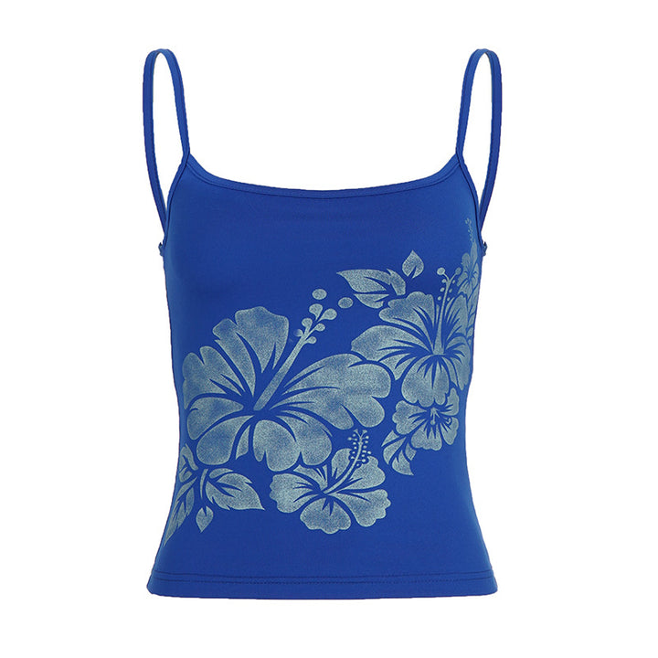 Women's Spaghetti Strap Top with Floral Design Skjora