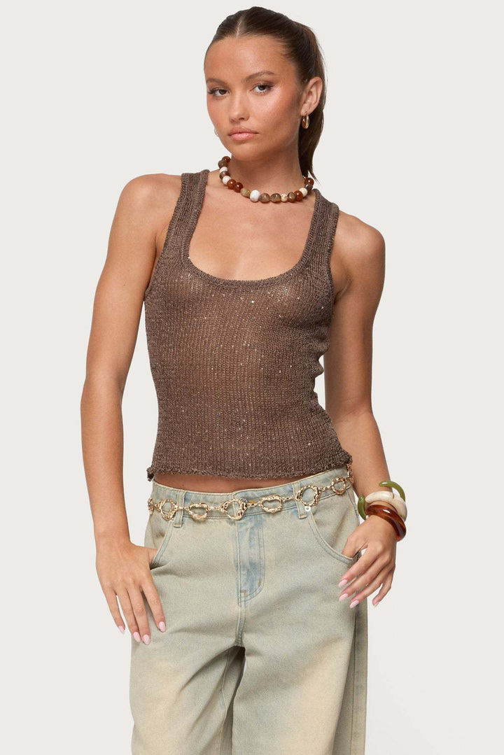 Damer Glamorøst Glitrende Tanktop Skjora
