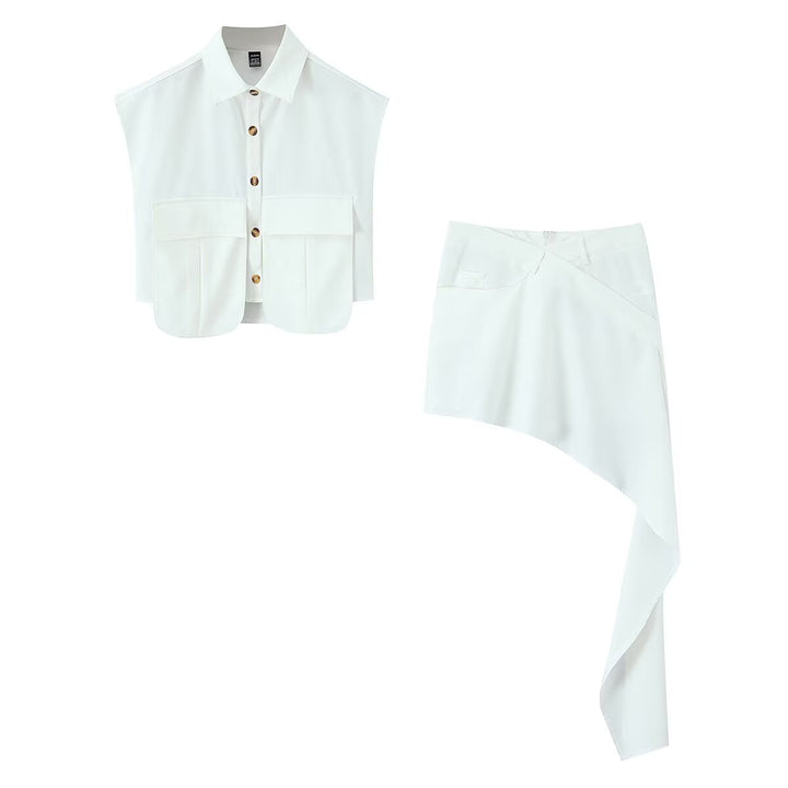 Dame Cropped Bluse med asymmetrisk skjørt Skjora