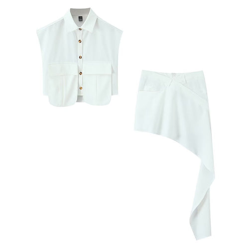 Dame Cropped Bluse med asymmetrisk skjørt Skjora