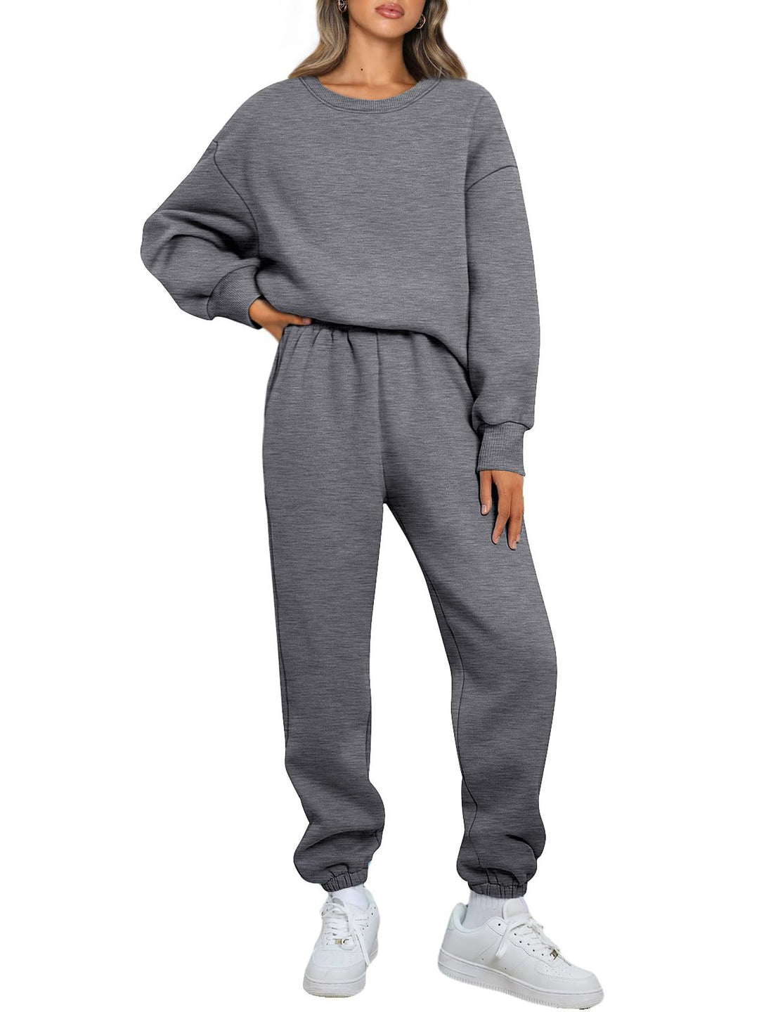 Kvinnors bekväma fritidsdräkt med oversized snitt och elastisk midja Skjora