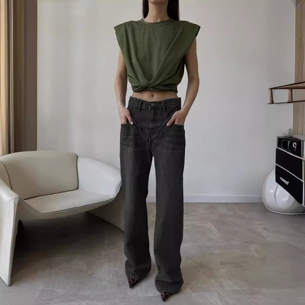 Dame Løst snittet jeansbukse med unikt design Skjora