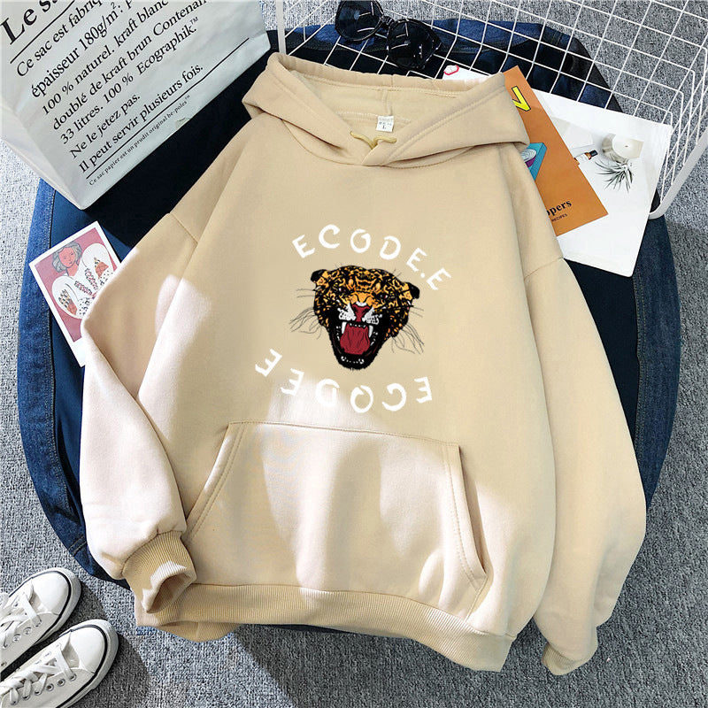 Damen Kapuzenpullover mit tigerartigem Grafikdesign Skjora
