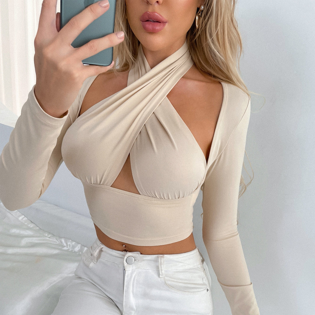 Dame Cropped Top med innovativt innviklingsdesign Skjora