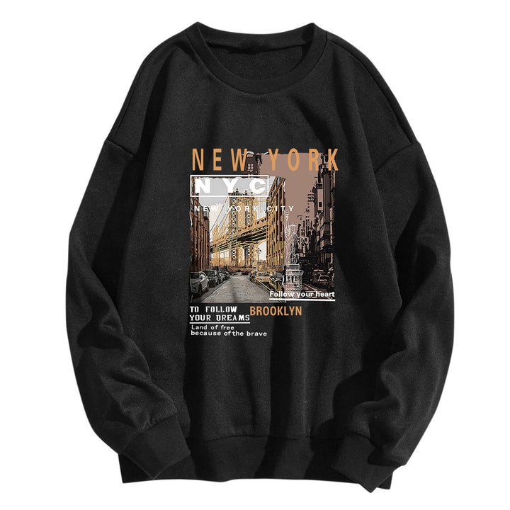 Kvinnenes komfortable sweatshirts med NYC-motiv Skjora