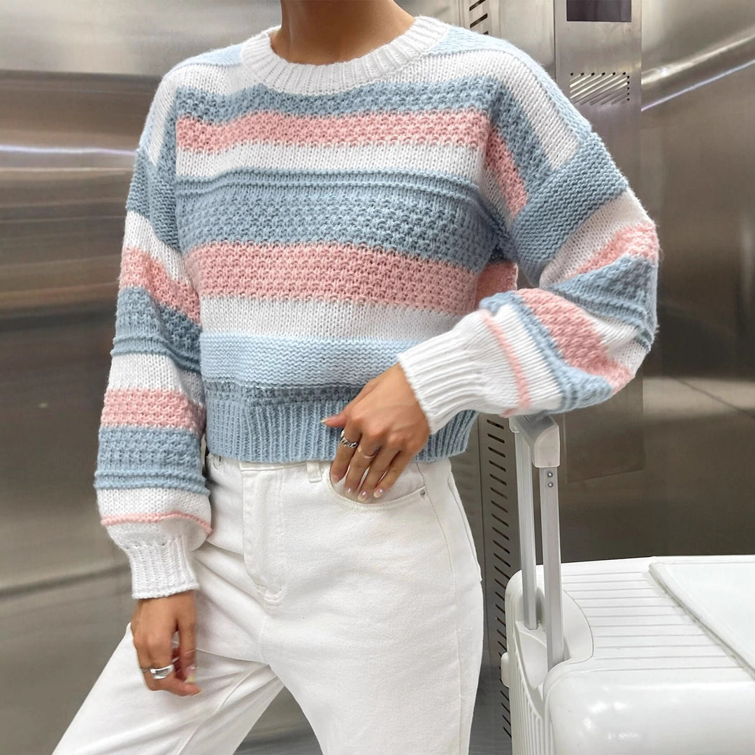 Damer trendy genser med unik stripe struktur og avslappet snitt Skjora