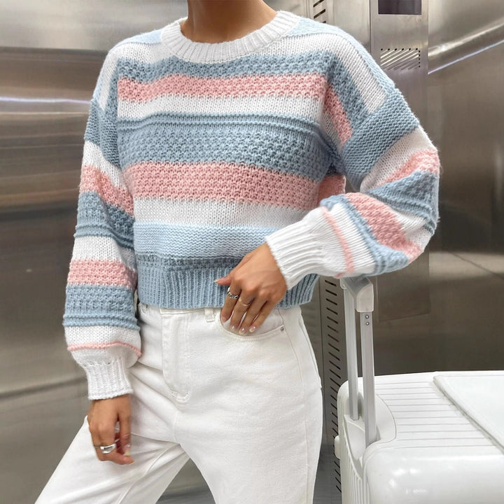 Damer trendy genser med unik stripe struktur og avslappet snitt Skjora