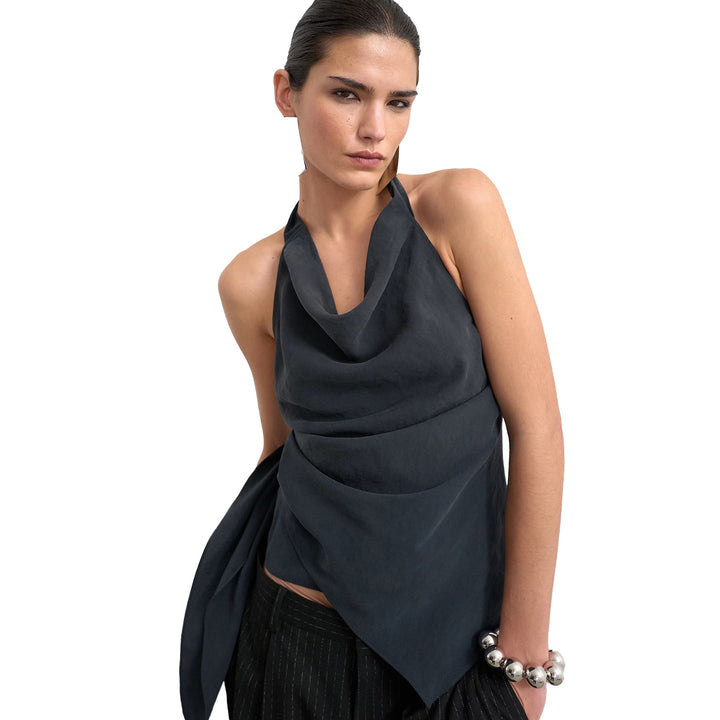 Dame Elegant Wrap Top med asymmetrisk kant Skjora