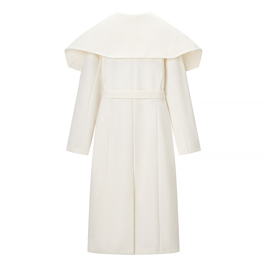 Damer Elegant Trench Coat med Overdimensjonert Krage og Justerbart Livbelte Skjora