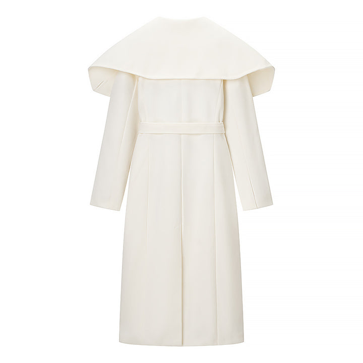 Damer Elegant Trench Coat med Overdimensjonert Krage og Justerbart Livbelte Skjora