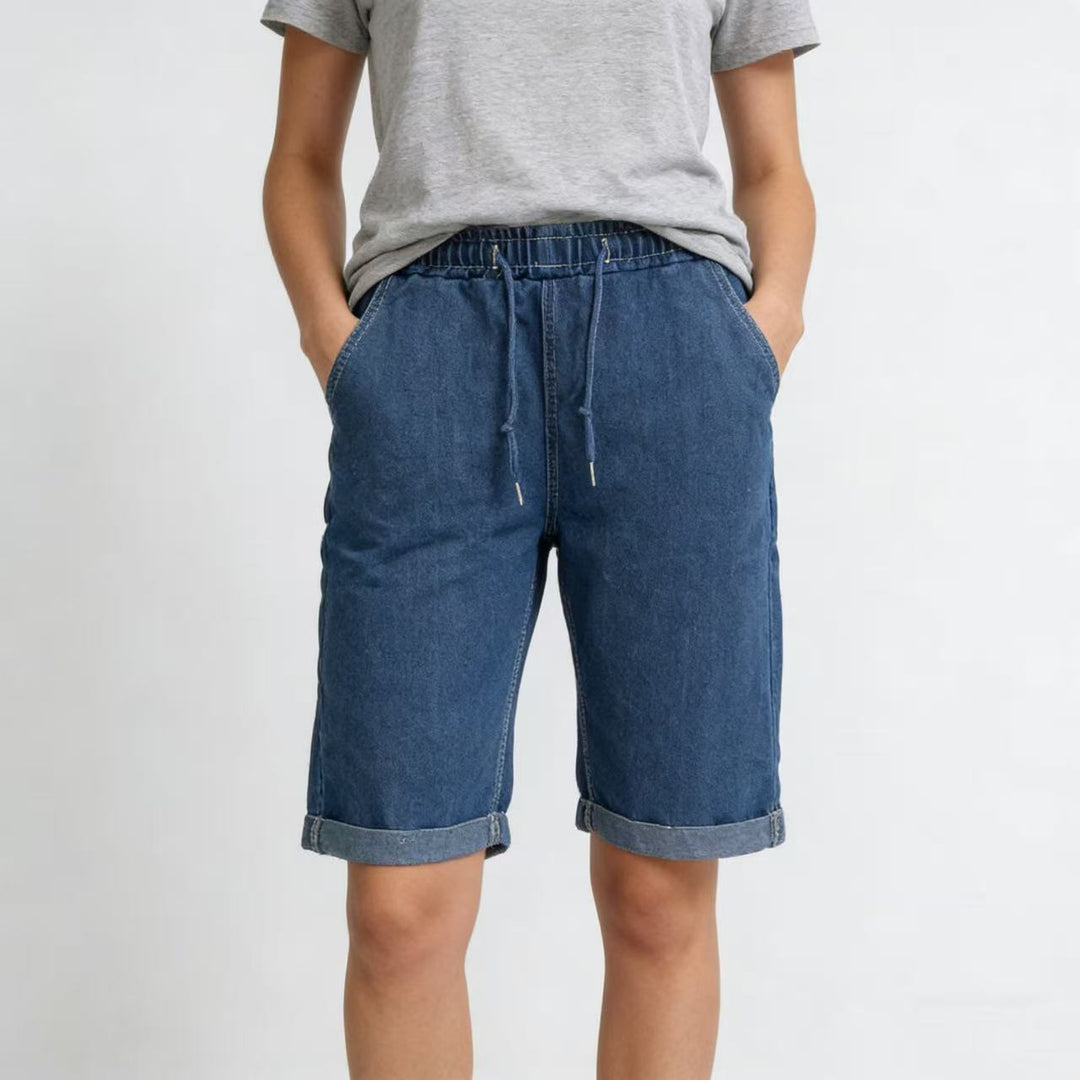 Dame Jeans-shorts med elastisk midje og praktiske lommer Skjora