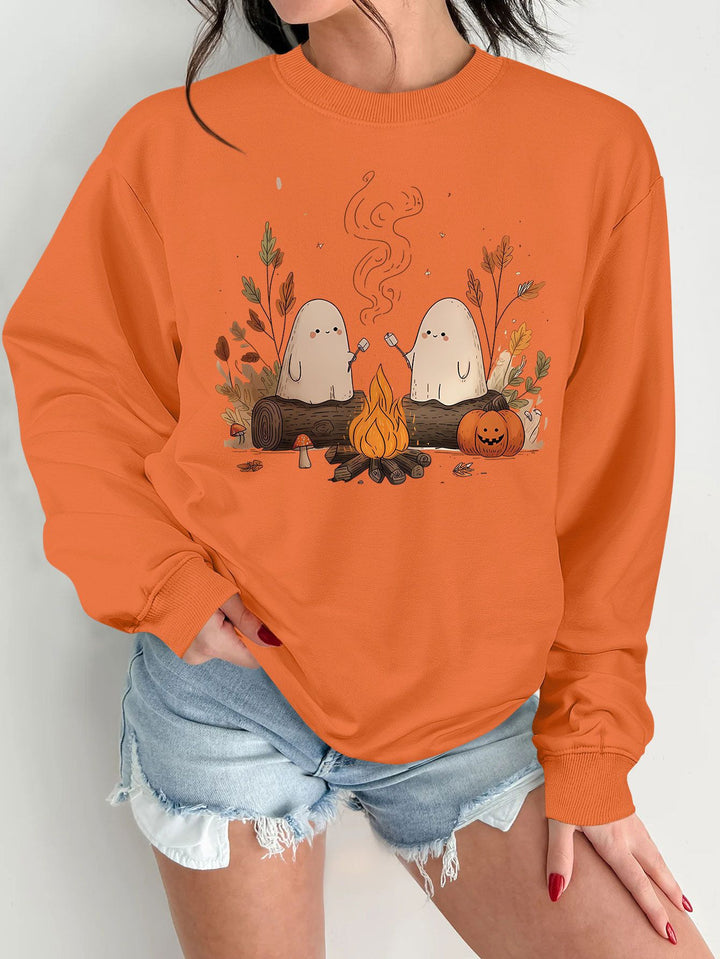 Dame sweatshirt med leken skummel motiv og komfortabel passform Skjora