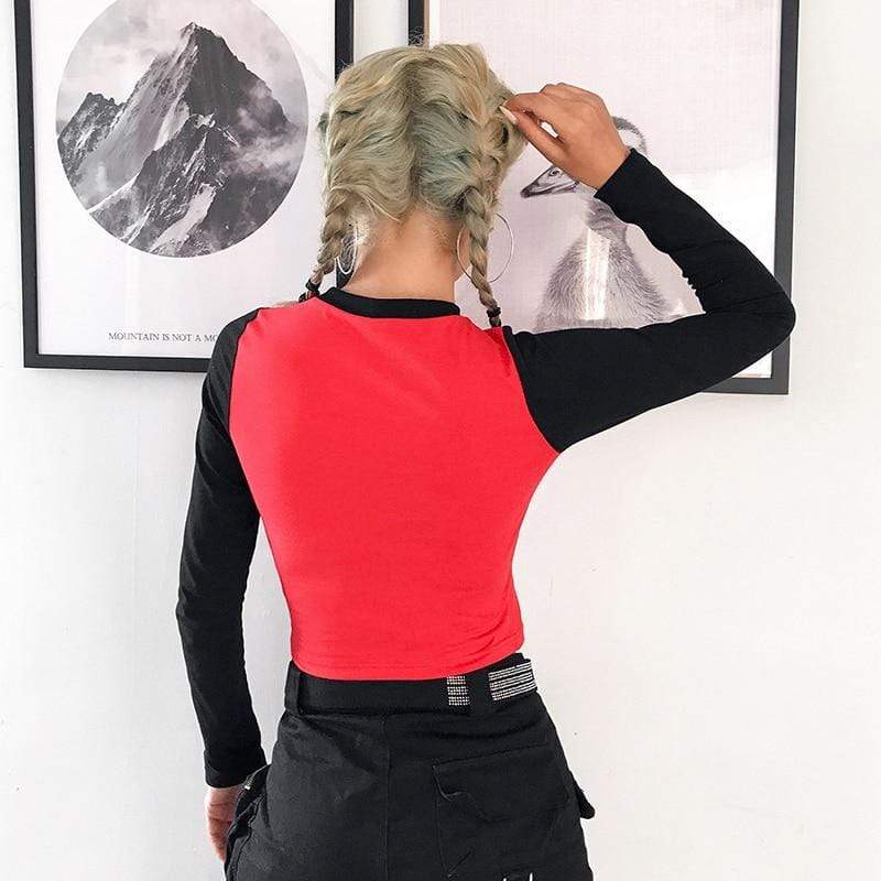 Dame trendy Raglan-crop-top med hodeskalle-trykk Skjora