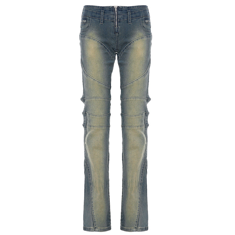 Dame Bootcut Jeans med moderne snitt og stilige slitte detaljer Skjora