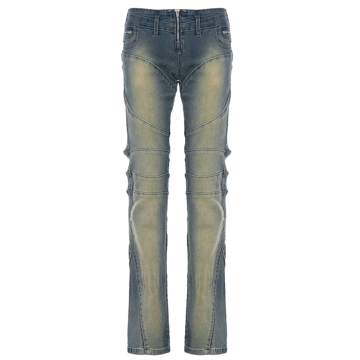 Dame Bootcut Jeans med moderne snitt og stilige slitte detaljer Skjora