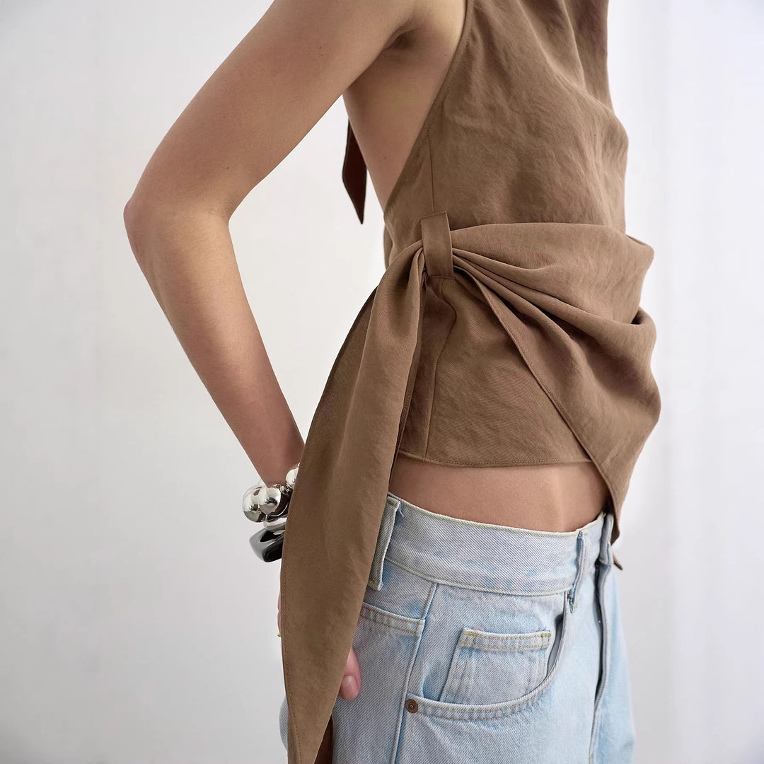 Dame Elegant Wrap Top med asymmetrisk kant Skjora